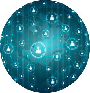 Globe with a network of people around it